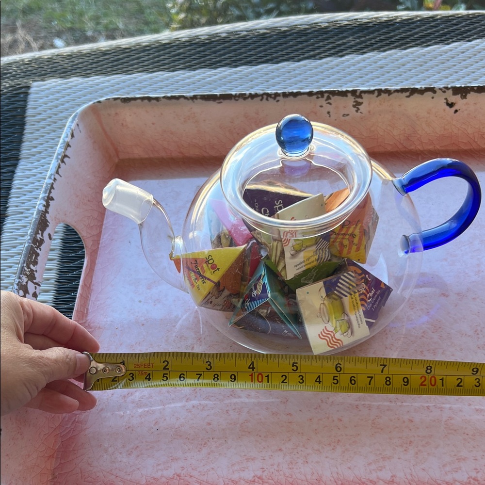 # 0861+ Glass Teapot with Blue Handle - Picture 5 of 10